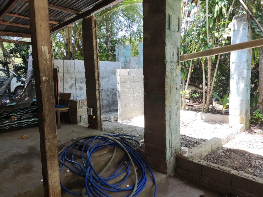 Construction work underway inside the sanctuary building